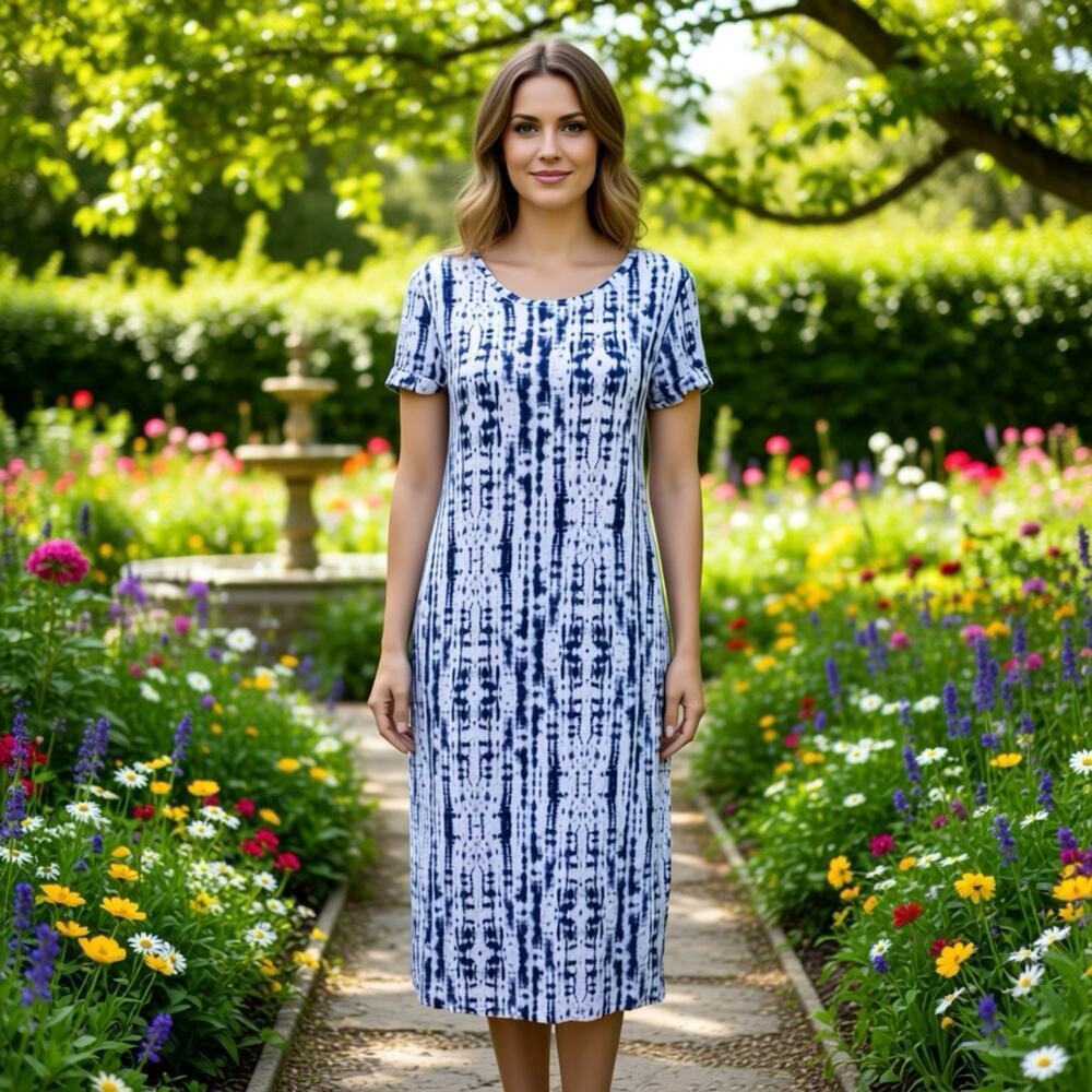 C&C California Tie-Dye Midi T Shirt Dress Sz M Soft Stretch Short Sleeve summer